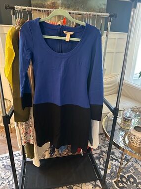 Banana Republic Blue and Black Long Sleeve Dress